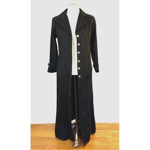Long Subterranea Black Frock Coat #2 Gothic Punk Steampunk Lace up Back Sz M EUC